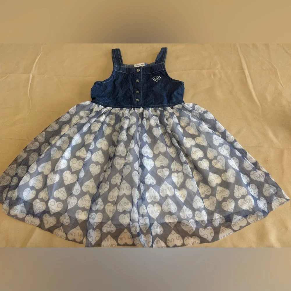 Calvin Klein Jeans Blue and White Heart Dress‎